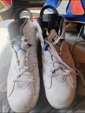 Jordan Men's White Basketball Sneakers with Blue Jumpman 60 Or Best Offer